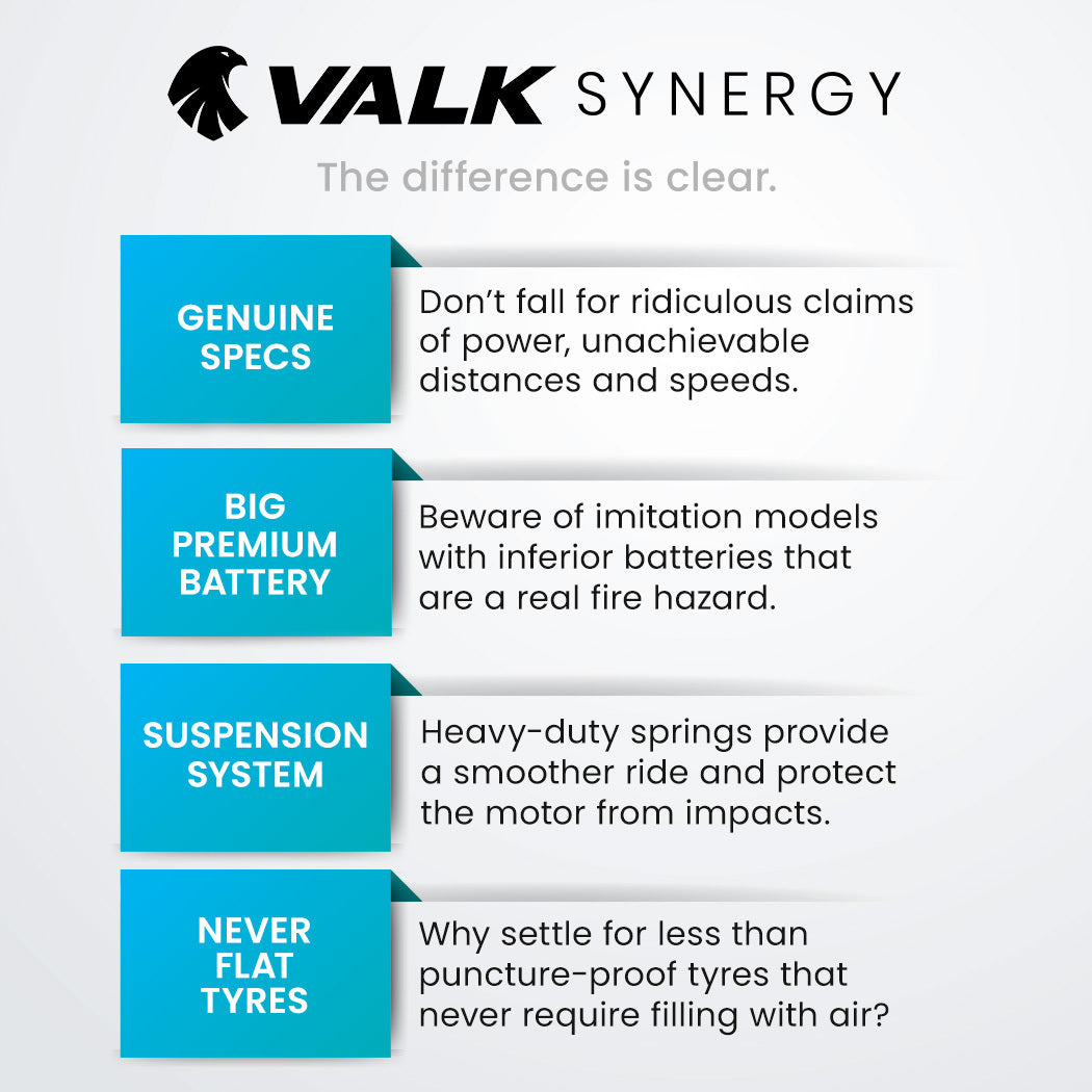 VALK Synergy 7 Electric Scooter, 500W 15Ah, AU Compliant, Motorised eScooter for Adults, White