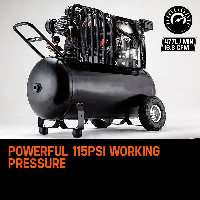 UNIMAC 8HP Air Compressor 115PSI 120L Petrol Powered Industrial Air Conditioning - Mekamart Australia