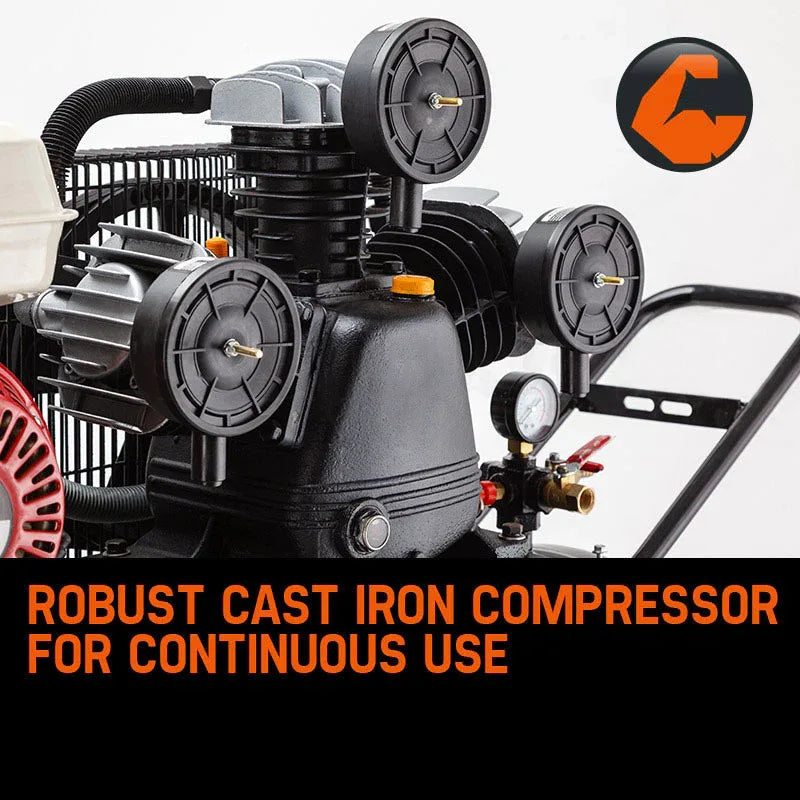 UNIMAC 8HP Air Compressor 115PSI 120L Petrol Powered Industrial Air Conditioning - Mekamart Australia