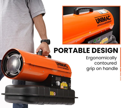 UNIMAC 20KW Portable Industrial Diesel Direct Forced Air Space Heater - Mekamart Australia