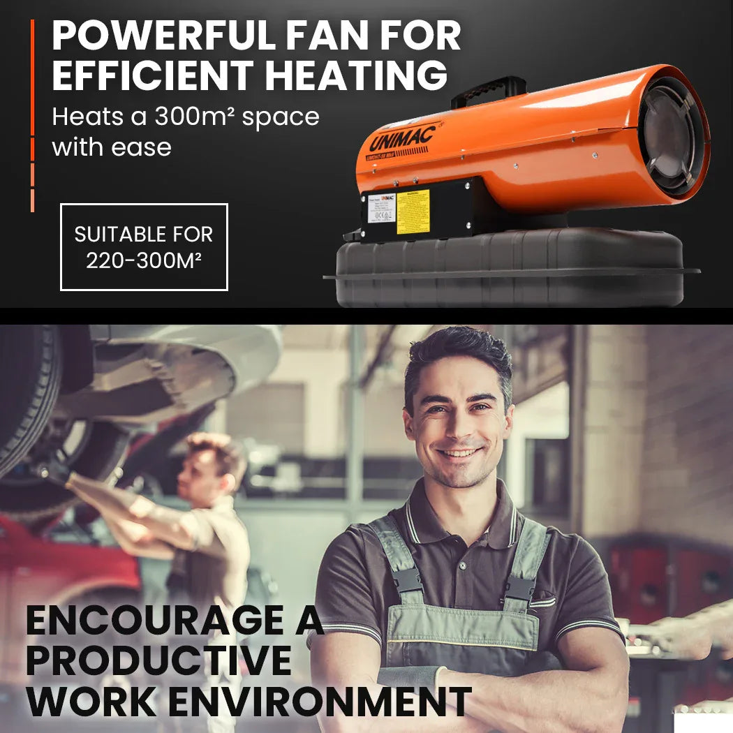 UNIMAC 20KW Portable Industrial Diesel Direct Forced Air Space Heater - Mekamart Australia