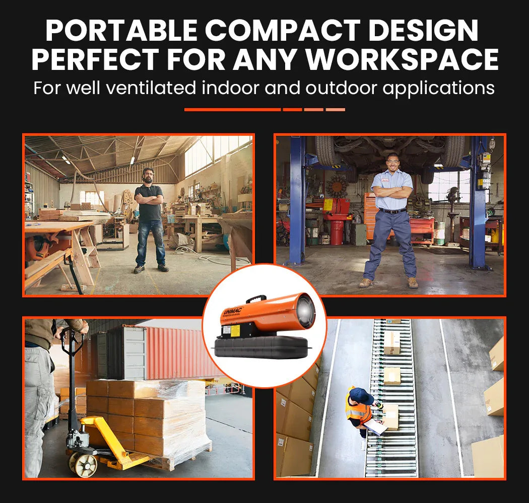 UNIMAC 20KW Portable Industrial Diesel Direct Forced Air Space Heater - Mekamart Australia