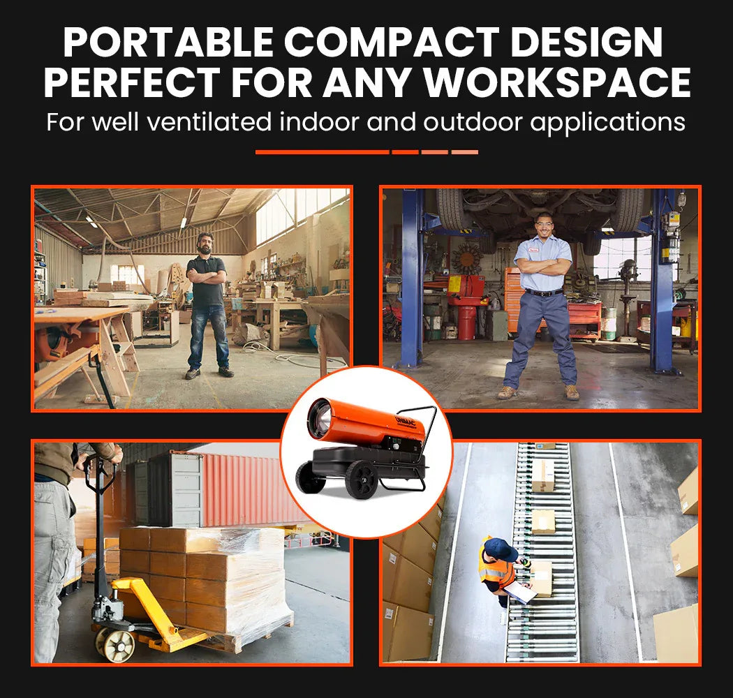 UNIMAC 30KW Portable Industrial Diesel Direct Forced Air Space Heater - Mekamart Australia