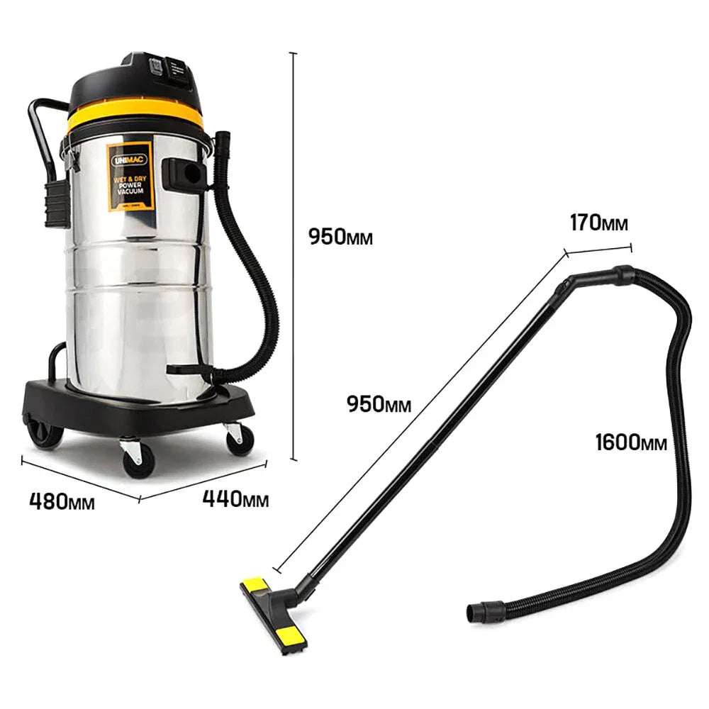 UNIMAC 60L Wet and Dry Vacuum Cleaner Bagless Industrial Grade Drywall Vac - Mekamart Australia