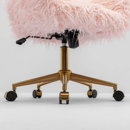 Fluffy Office Chair Faux Fur Modern Swivel Desk Chair for Women And Girls-Pink - Mekamart Australia