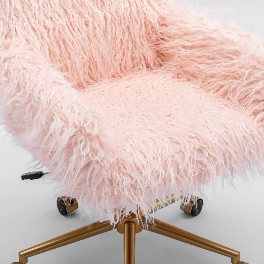 Fluffy Office Chair Faux Fur Modern Swivel Desk Chair for Women And Girls-Pink - Mekamart Australia