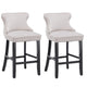2x Velvet Upholstered Button Tufted Bar Stools with Wood Legs and Studs-Beige - Mekamart Australia