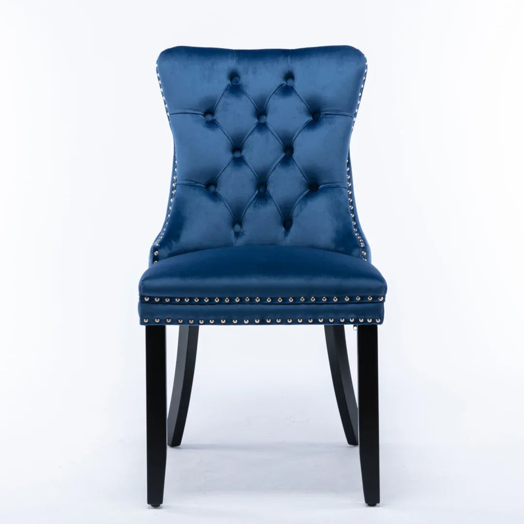 8x Velvet Dining Chairs Upholstered Tufted Kithcen Chair with Solid Wood Legs Stud Trim and Ring-Blue - Mekamart Australia
