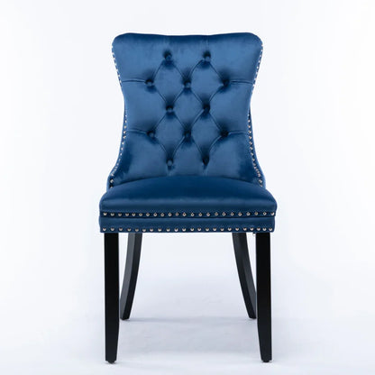 8x Velvet Dining Chairs Upholstered Tufted Kithcen Chair with Solid Wood Legs Stud Trim and Ring-Blue - Mekamart Australia