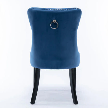8x Velvet Dining Chairs Upholstered Tufted Kithcen Chair with Solid Wood Legs Stud Trim and Ring-Blue - Mekamart Australia