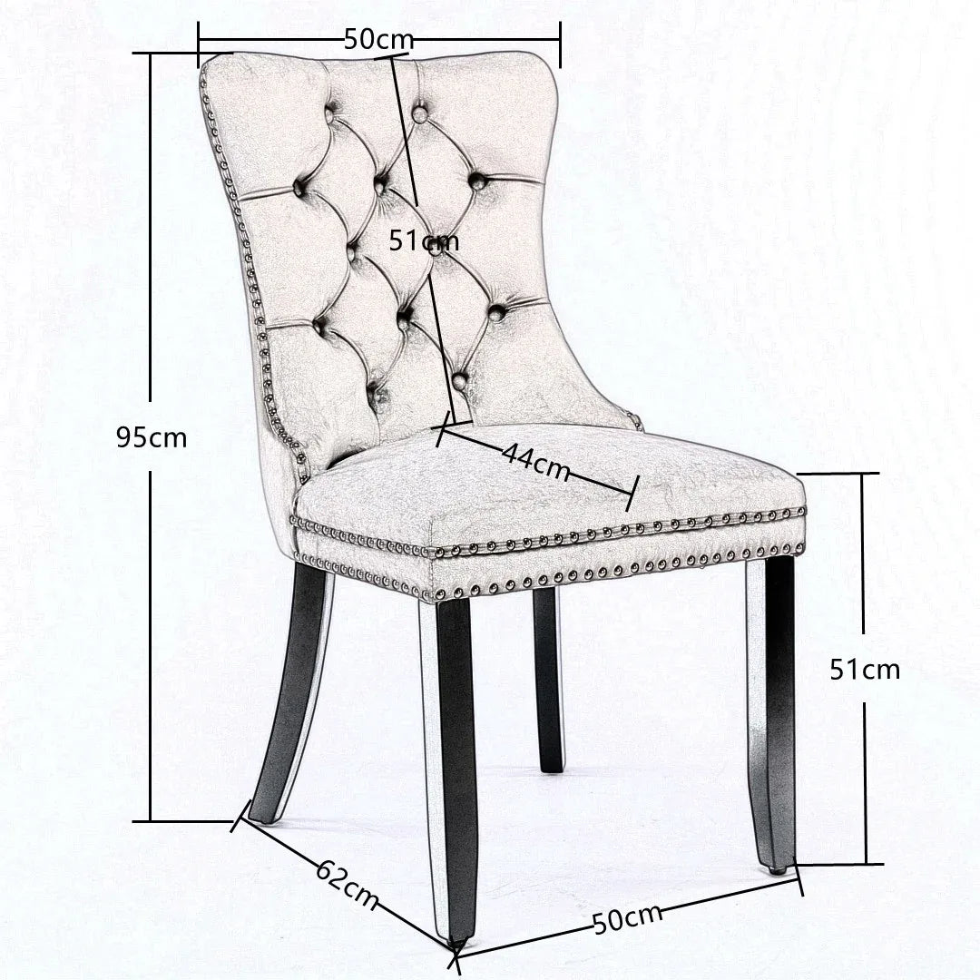 8x Velvet Dining Chairs Upholstered Tufted Kithcen Chair with Solid Wood Legs Stud Trim and Ring-Blue - Mekamart Australia