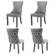 4x Velvet Upholstered Dining Chairs Tufted Wingback Side Chair with Studs Trim Solid Wood Legs for Kitchen - Mekamart Australia