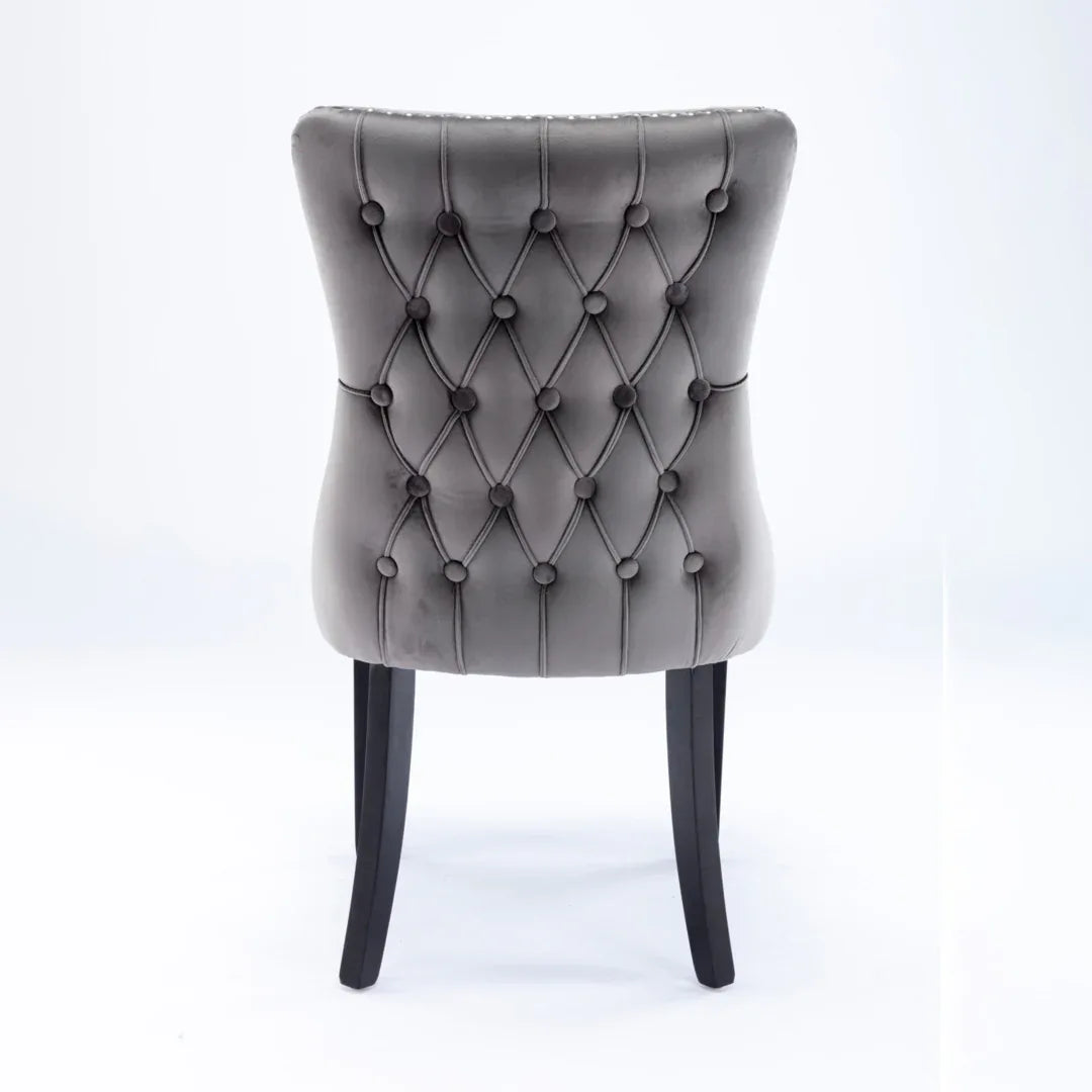 4x Velvet Upholstered Dining Chairs Tufted Wingback Side Chair with Studs Trim Solid Wood Legs for Kitchen - Mekamart Australia