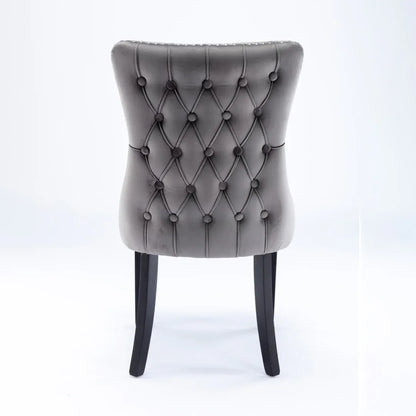 8x Velvet Upholstered Dining Chairs Tufted Wingback Side Chair with Studs Trim Solid Wood Legs for Kitchen - Mekamart Australia