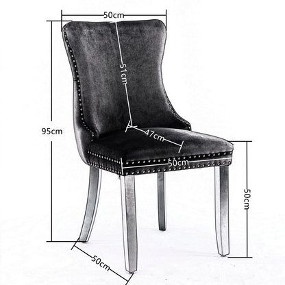 8x Velvet Upholstered Dining Chairs Tufted Wingback Side Chair with Studs Trim Solid Wood Legs for Kitchen - Mekamart Australia