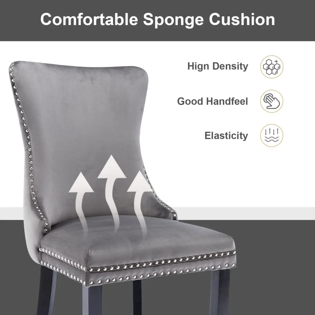 8x Velvet Upholstered Dining Chairs Tufted Wingback Side Chair with Studs Trim Solid Wood Legs for Kitchen - Mekamart Australia