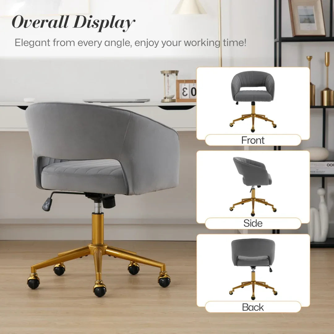 Velvet Home Office Chair- Grey - Mekamart Australia