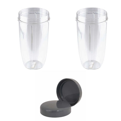For Nutribullet 2 Tall Cups + 2 Stay Fresh Lid For Nutri 600 and 900 Models - Mekamart Australia