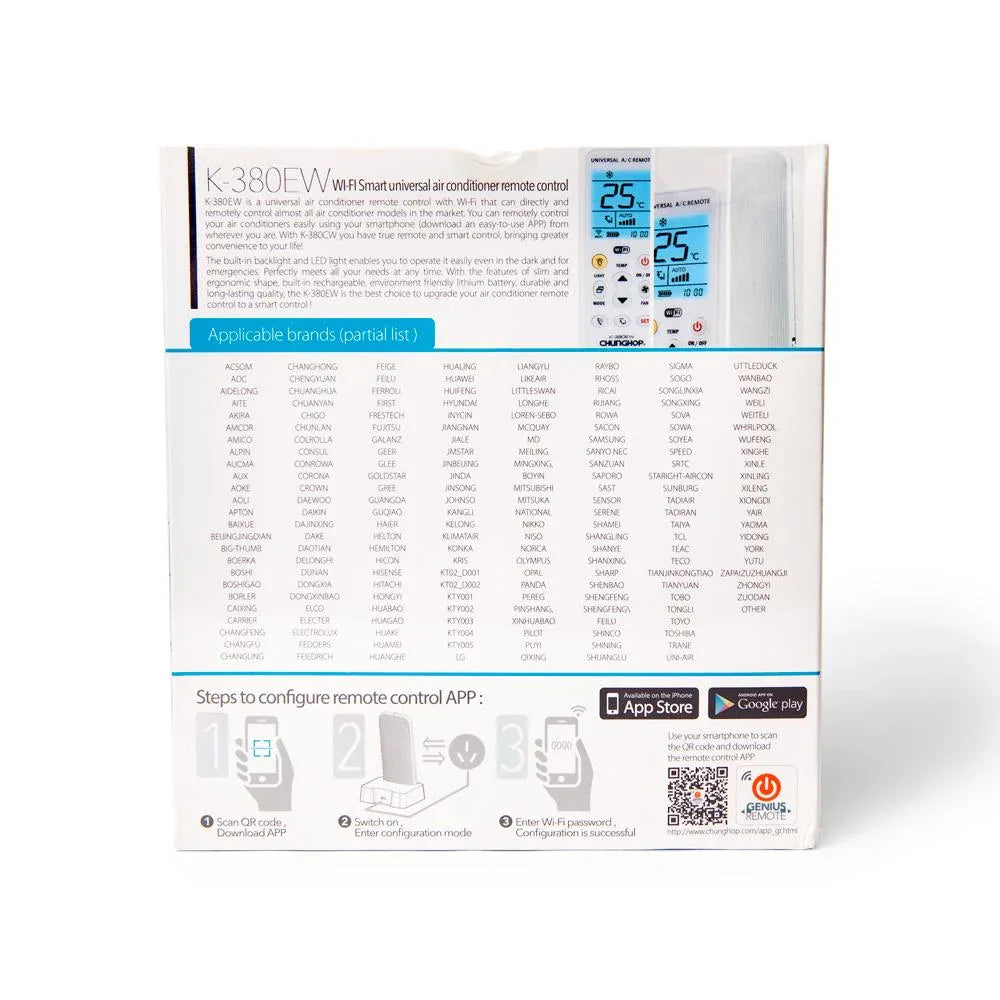 Chunghop K380EW Smart WiFi Air Conditioner Remote Compatible with HICON and More - Mekamart Australia