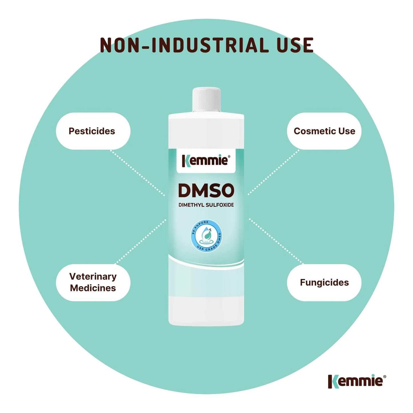 Kemmie 1L DMSO Liquid 99.9% Pure - USP Grade Dimethyl Sulfoxide Solvent