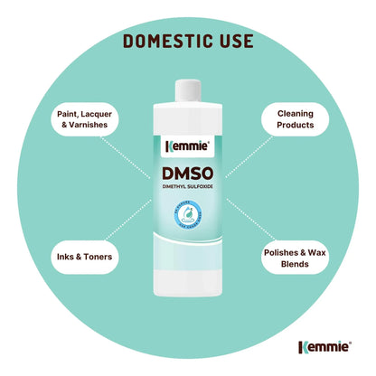 Kemmie 500ml DMSO Liquid 99.9% Pure - USP Grade Dimethyl Sulfoxide Solvent