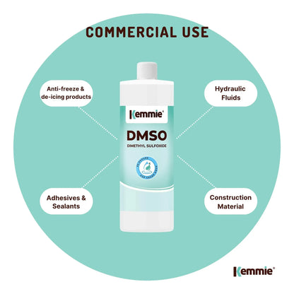 Kemmie 500ml DMSO Liquid 99.9% Pure - USP Grade Dimethyl Sulfoxide Solvent