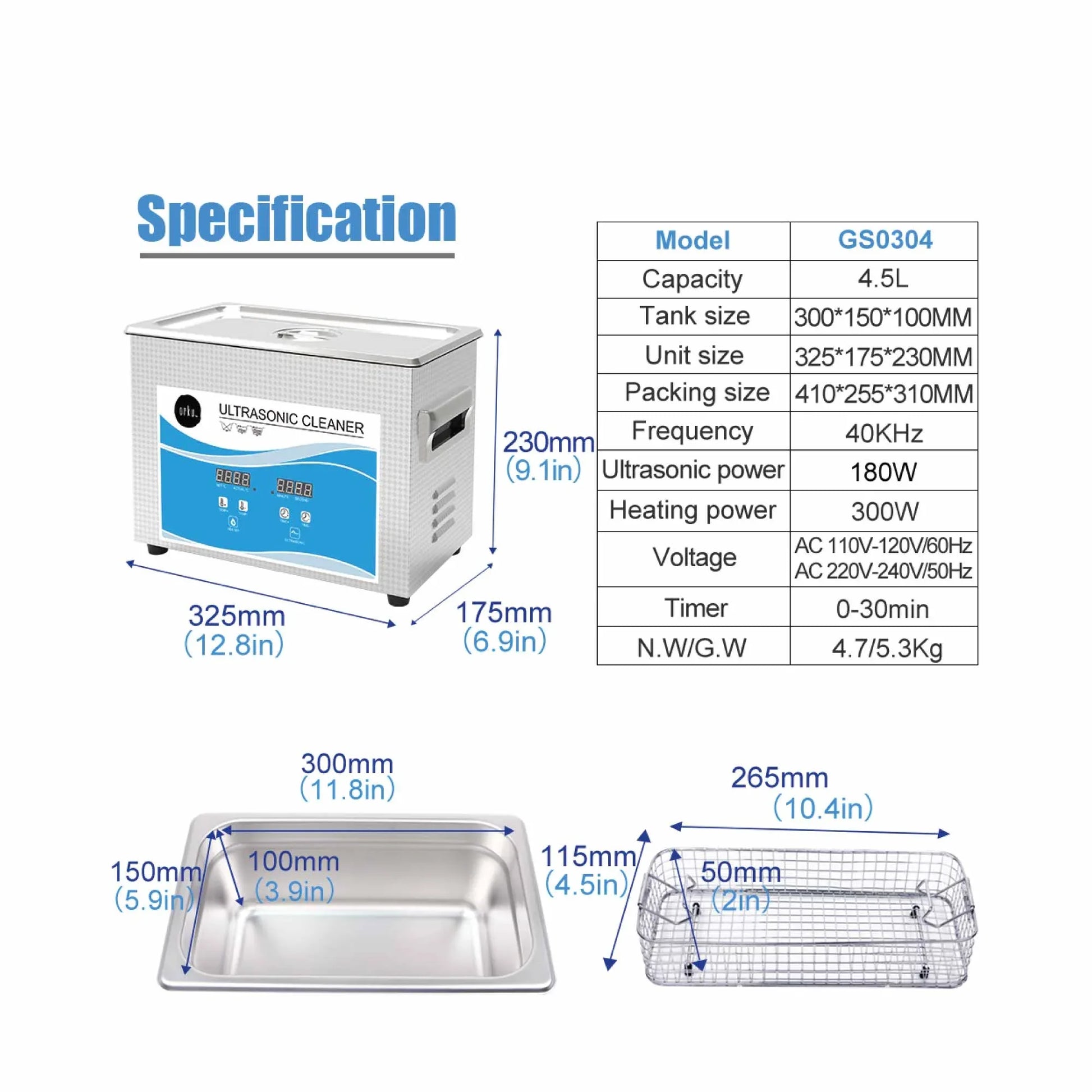 4.5L Digital Ultrasonic Cleaner - Ultra Sonic Bath Jewellery Cleaning - Mekamart Australia