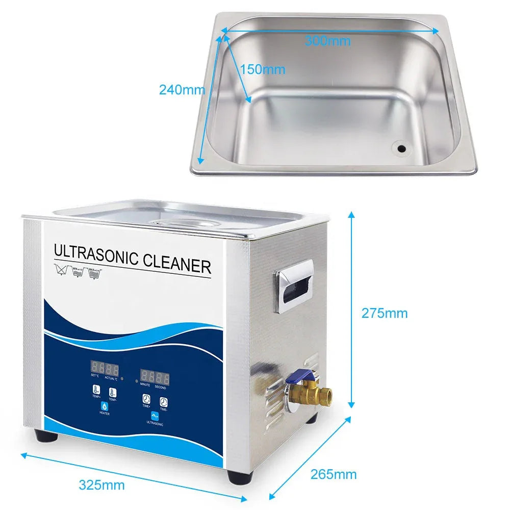 10L Digital Ultrasonic Cleaner Jewelry Ultra Sonic Bath Degas Parts Cleaning - Mekamart Australia