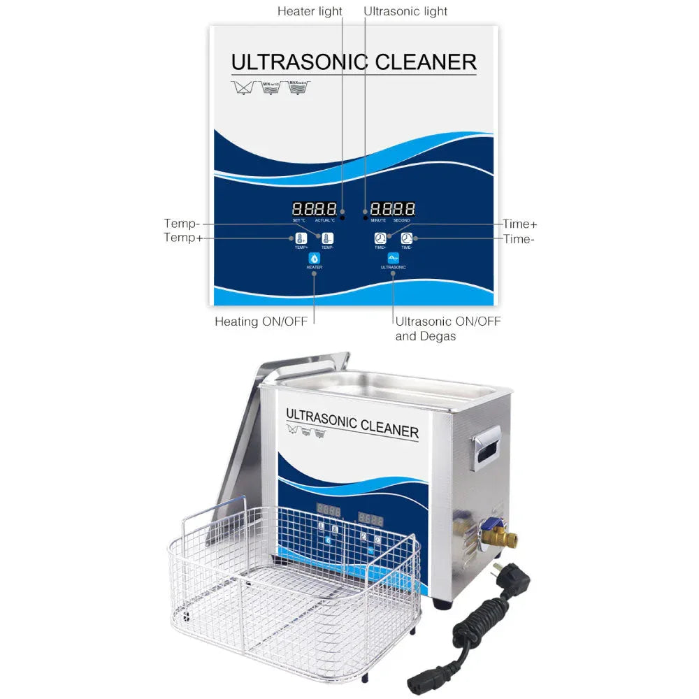 10L Digital Ultrasonic Cleaner Jewelry Ultra Sonic Bath Degas Parts Cleaning - Mekamart Australia