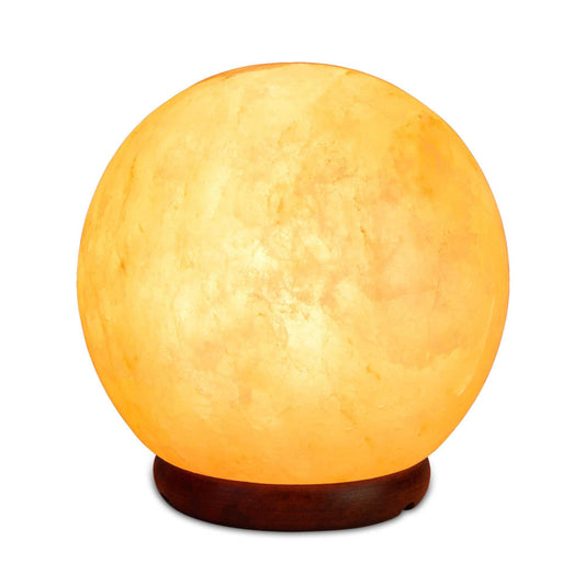 12V 12W 6.5" Ball Himalayan Pink Salt Lamp Carved Rock Crystal Light Bulb On/Off - Mekamart Australia