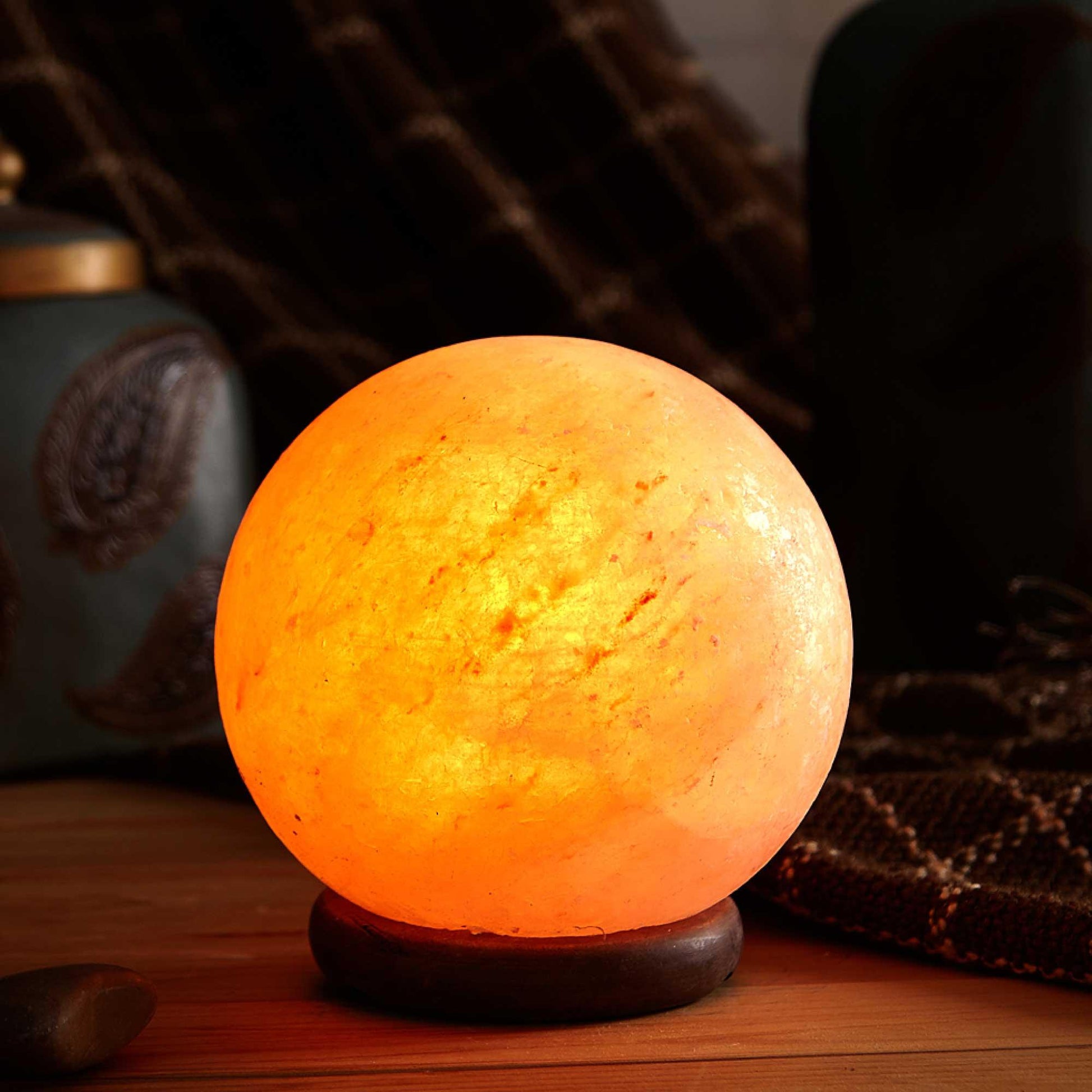 12V 12W 6.5" Ball Himalayan Pink Salt Lamp Carved Rock Crystal Light Bulb On/Off - Mekamart Australia