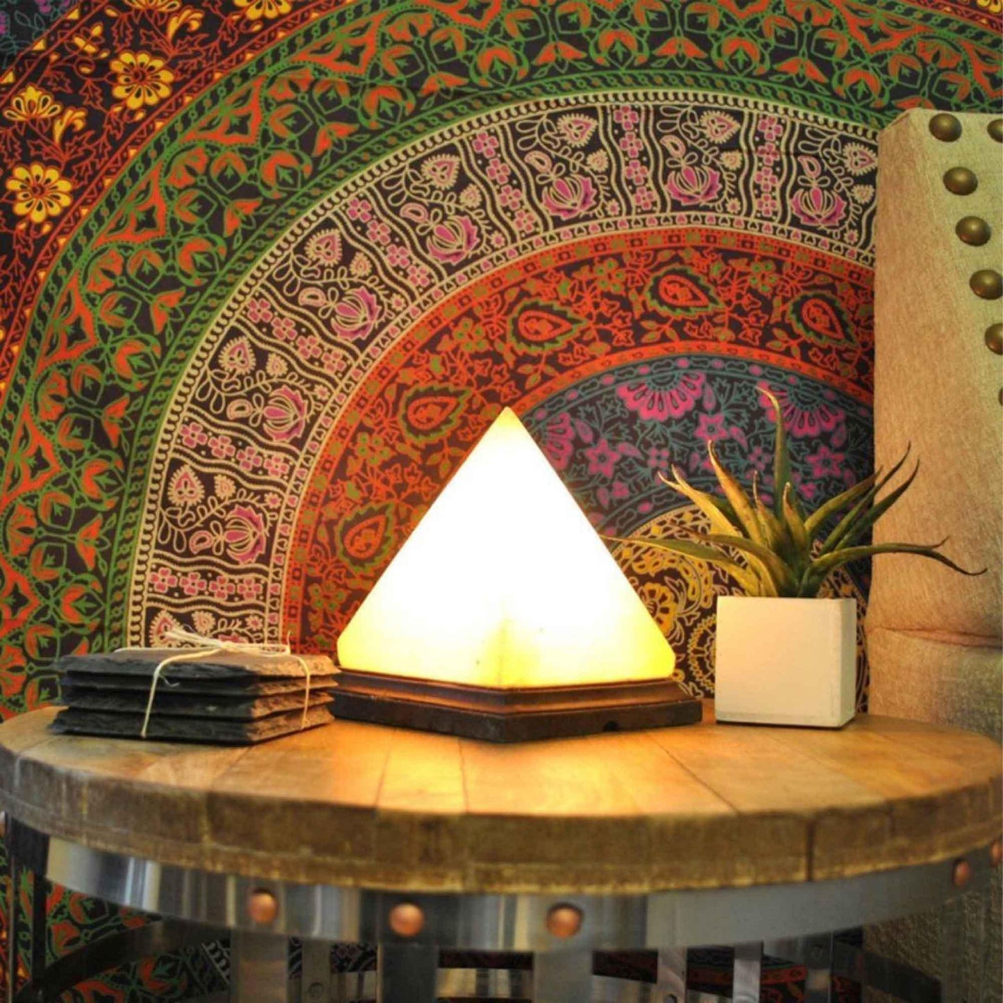 12V 12W Pyramid Himalayan Pink Salt Lamp Carved Rock Crystal Light Bulb On/Off - Mekamart Australia