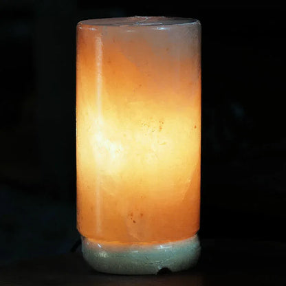 12V 12W Cylinder Himalayan Pink Salt Lamp Carved Rock Crystal Light Bulb On/Off - Mekamart Australia