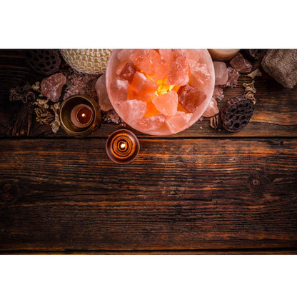 12V 12W Fire Bowl Himalayan Pink Salt Lamp Carved Rock Crystal Light Bulb On/Off - Mekamart Australia