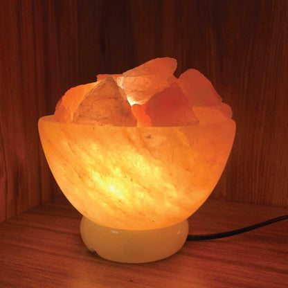 12V 12W Fire Bowl Himalayan Pink Salt Lamp Carved Rock Crystal Light Bulb On/Off - Mekamart Australia