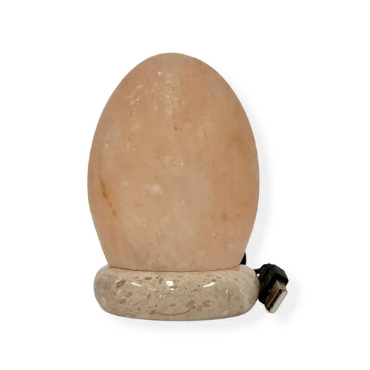USB Himalayan Salt Lamp - Egg Cone Carved Shape Pink Crystal Rock LED Light - Mekamart Australia