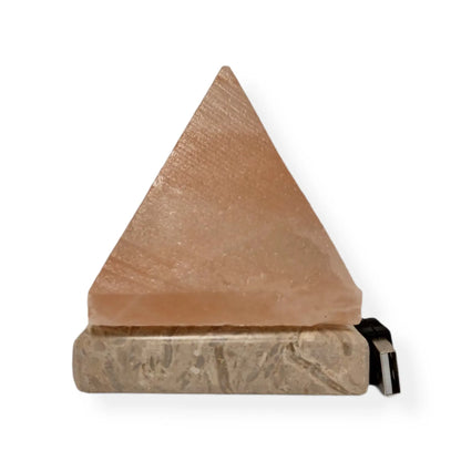 USB Himalayan Salt Lamp - Pyramid Triangle Carved Shape Pink Crystal Rock Light - Mekamart Australia
