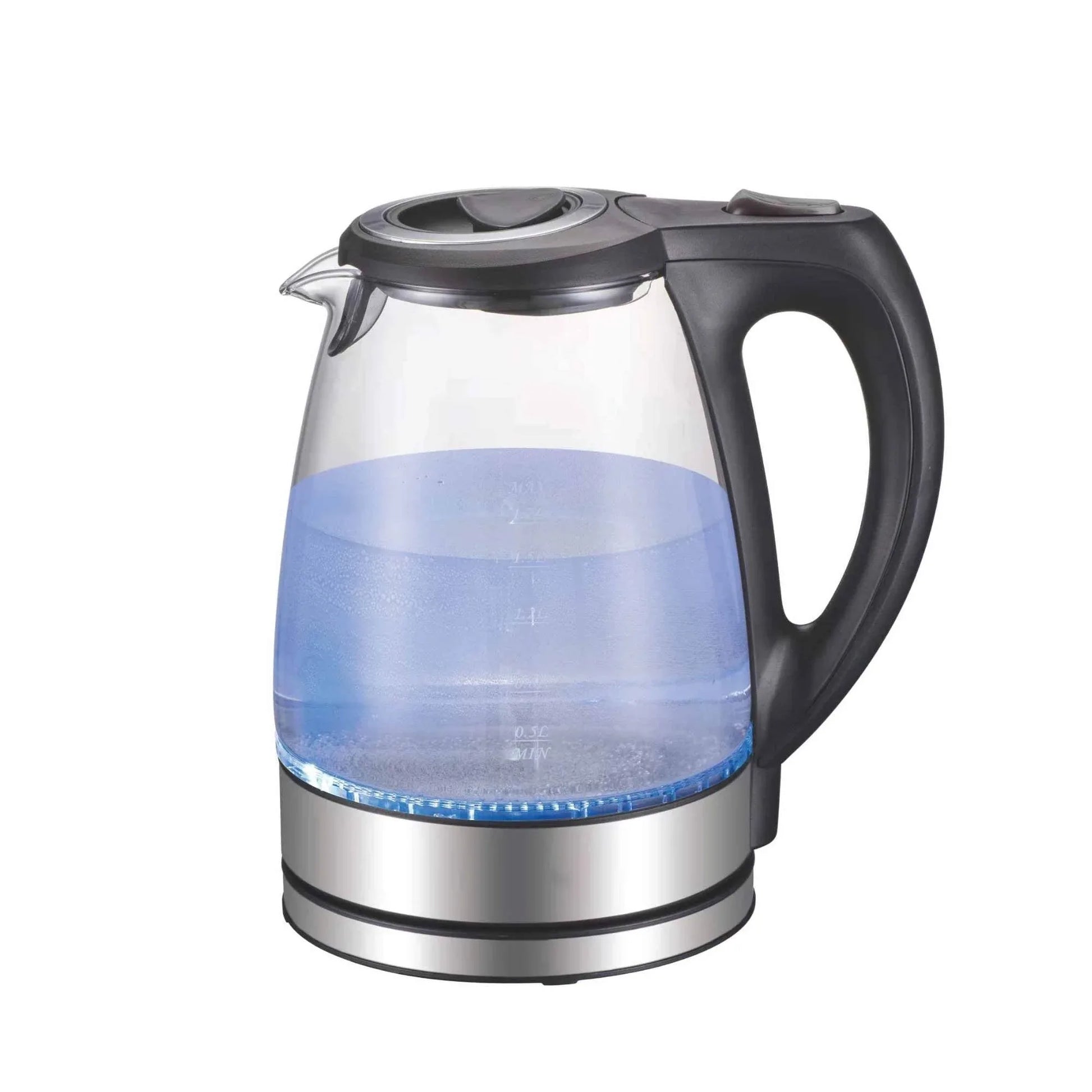 1.7L Electric Glass Kettle LED Blue Light 360 Automatic Cordless Water Boiling Jug - Mekamart Australia