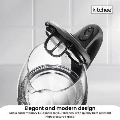 1.7L Electric Glass Kettle LED Blue Light 360 Automatic Cordless Water Boiling Jug - Mekamart Australia