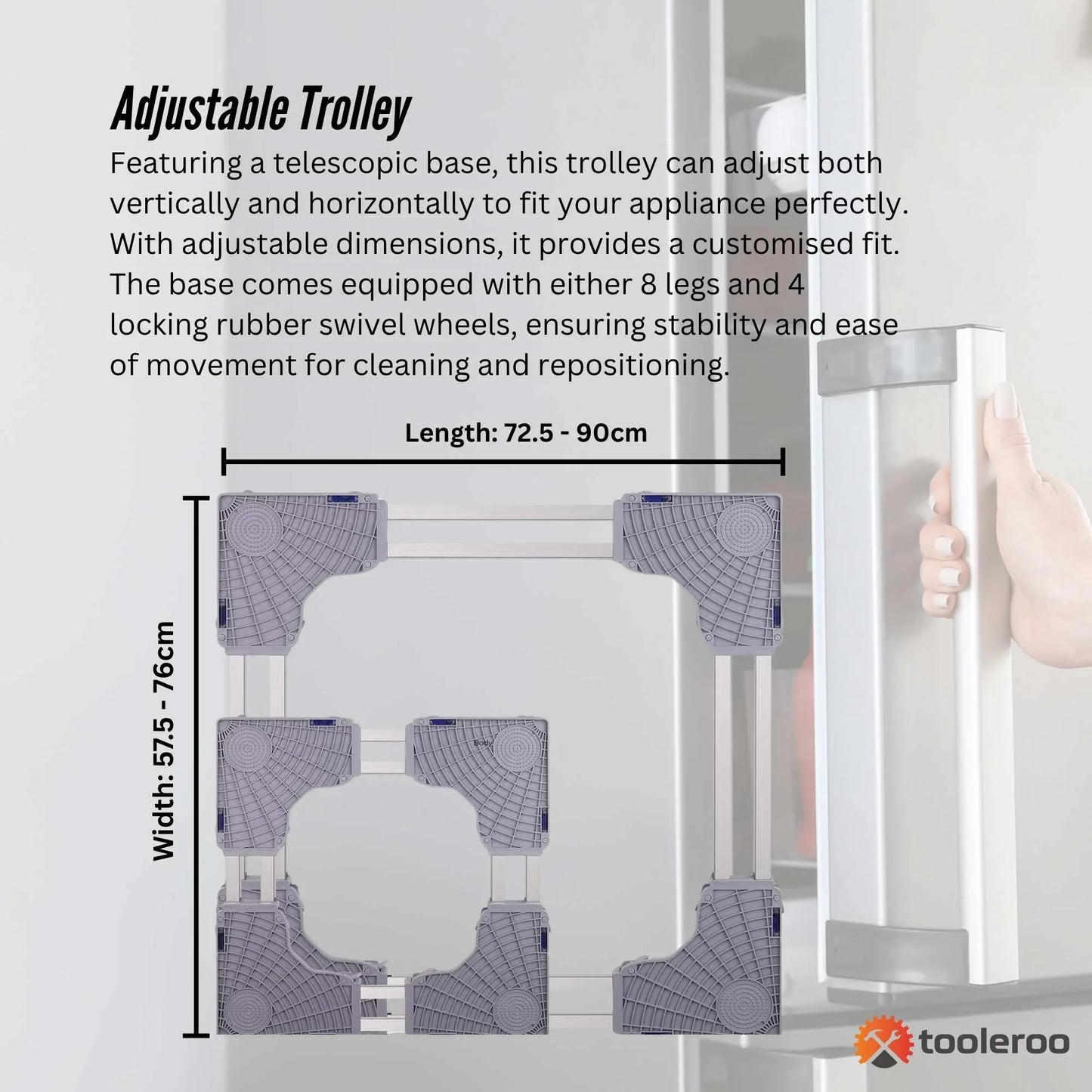 Adjustable Appliance Base Stand - Lock Wheel Trolley For Washing Machine Fridge - Mekamart Australia