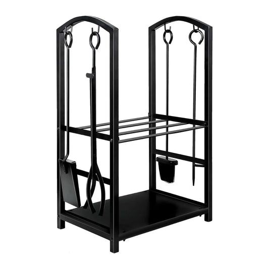 Social Hike Firewood Rack Stand and Fireplace Tool Set for Log Holder Storage - Mekamart Australia