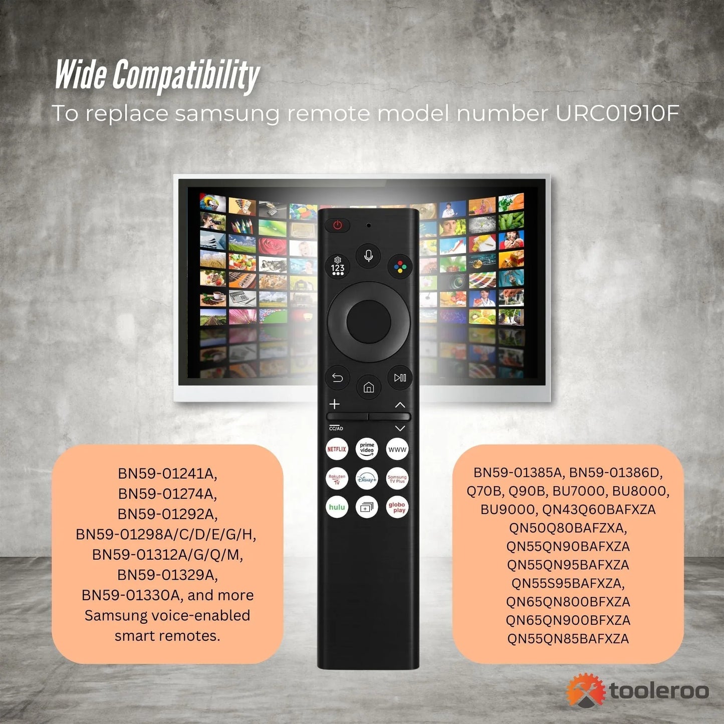 Tooleroo Smart TV Remote Control Replacement For Samsung Voice URC01910F - Mekamart Australia