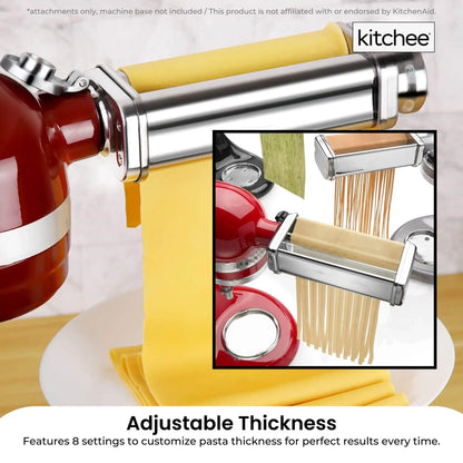 Kitchee Pasta Noodle Maker Roller Cutter Attachments - Compatible with KitchenAid Mixer - Mekamart Australia