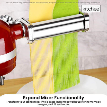 Kitchee Pasta Noodle Maker Roller Cutter Attachments - Compatible with KitchenAid Mixer - Mekamart Australia