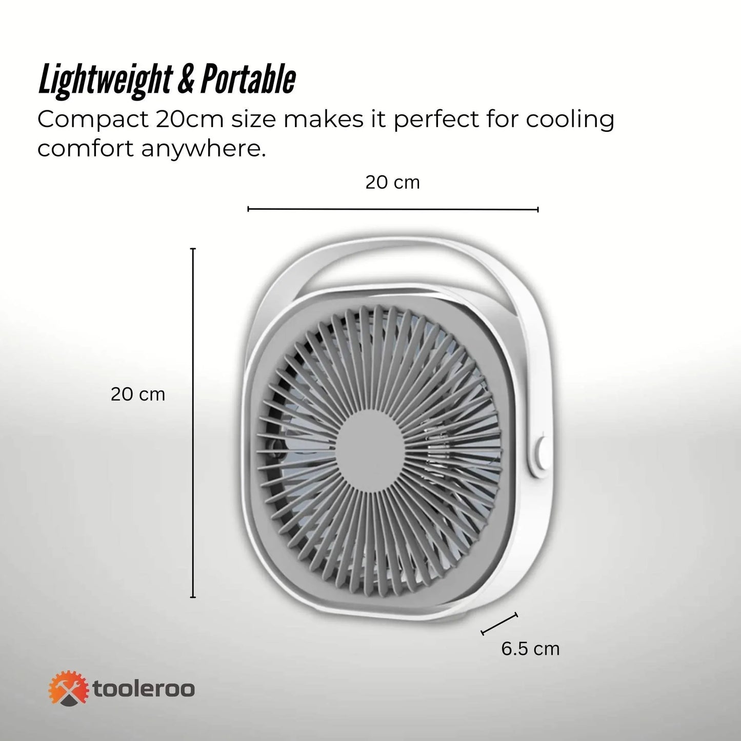3-Speed USB 20cm Desktop Fan - Quiet Portable Lightweight Rechargeable Cooler - Mekamart Australia
