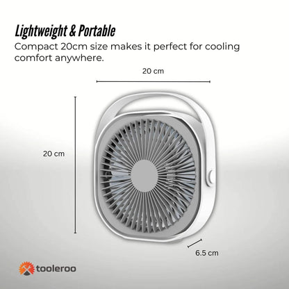 3-Speed USB 20cm Desktop Fan - Quiet Portable Lightweight Rechargeable Cooler - Mekamart Australia