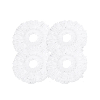 4x Kitchee Microfibre Mop Head Replacement for Kitchee Spin Mop - White Round