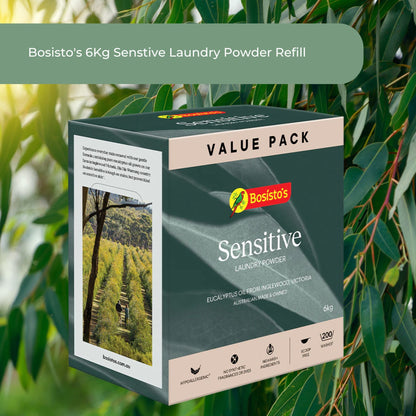 Bosisto's 6Kg Senstive Laundry Powder Refill - Eco Eucalyptus Washing Detergent