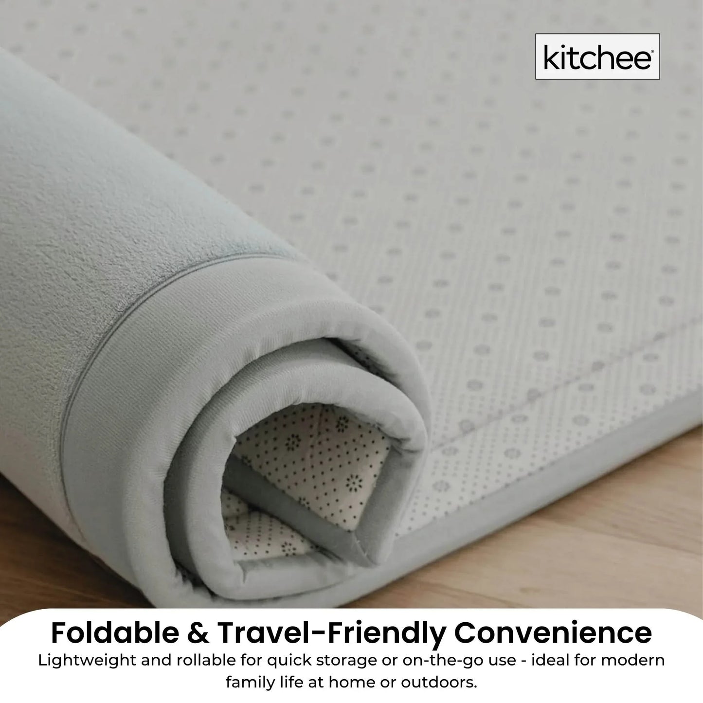 Kitchee Kids Foam Floor Play Mat 150x200cm – Padded Thick Soft Tatami Style Grey - Mekamart Australia