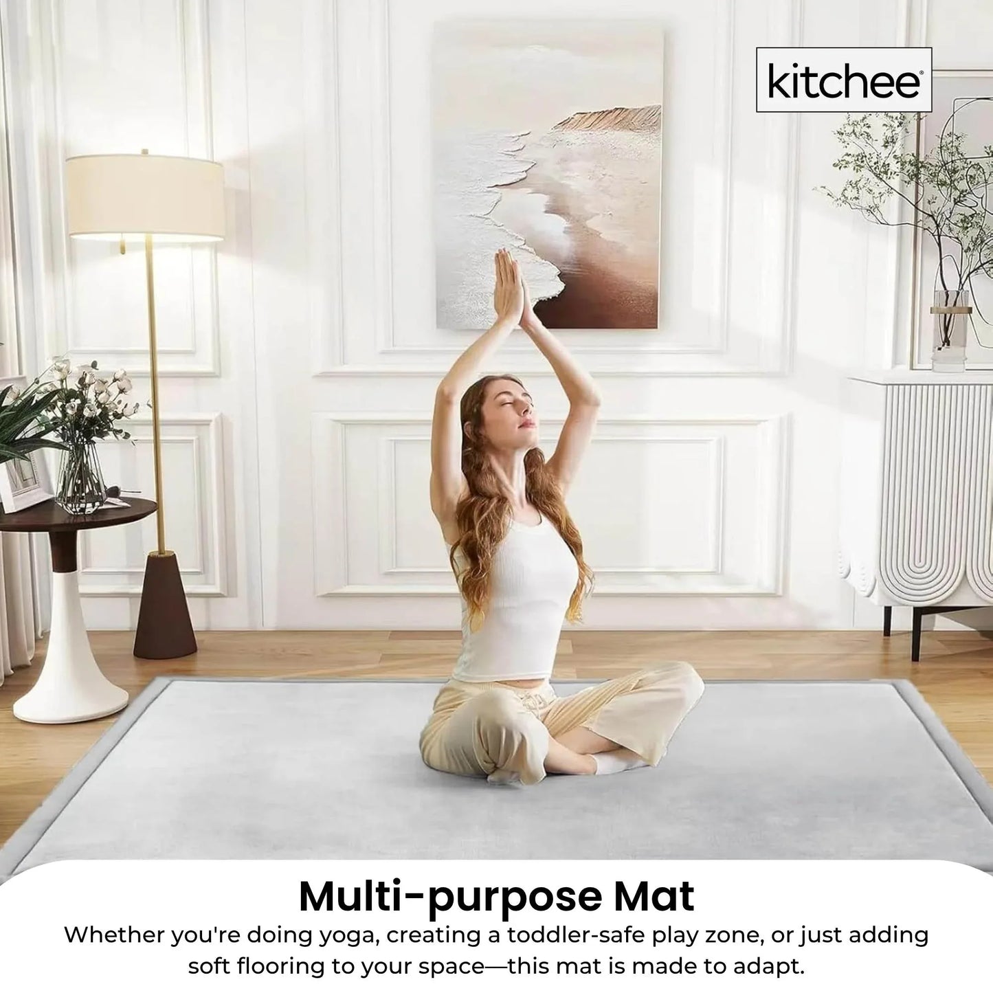 Kitchee Kids Foam Floor Play Mat 150x200cm – Padded Thick Soft Tatami Style Grey - Mekamart Australia